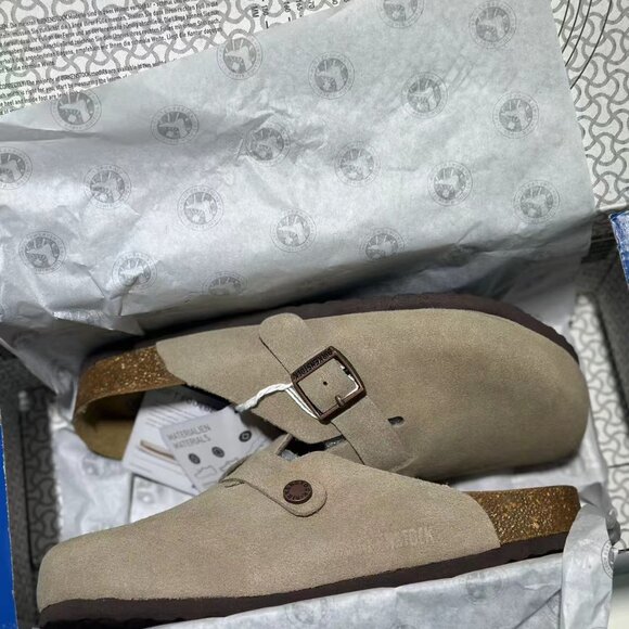 Birkenstock Boston Wome Taupe Suede Leather Soft Footbed New w/box Narrow/Wide - Picture 7 of 10